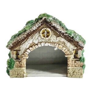 Vintage Brinn's Christmas Ceramic Lighted Stable Nativity 7"x9" Manger Tested